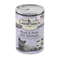 LandFleisch паштет для котов из говядины, индейки и креветок LandFleisch