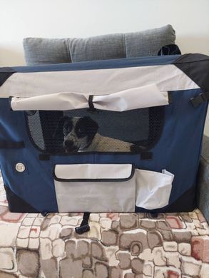 М'яка клітка для собак SENFUL Pet Soft Crate з флісовим килимком та чохлом, синьо-сіра SENFUL
