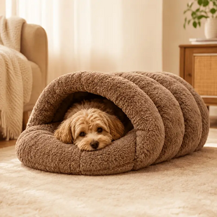 Тепла лежанка для котів і маленьких собак Cozy Semi-Enclosed Pet Bed