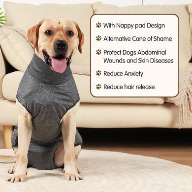 Гігієнічні труси/комбінезон для собак WanTalk Full Body Dog Diaper, Grey Wan talk