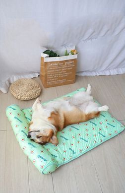 Охолоджуюча підстилка з подушкою Derby Ice Silk Summer Pet Cooling Mat Avocado для домашніх тварин Derby