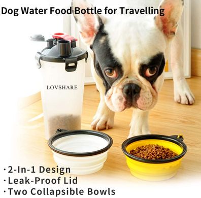 Дорожный набор для собак (бутылочка и 2 миски) LOVSHARE Pets