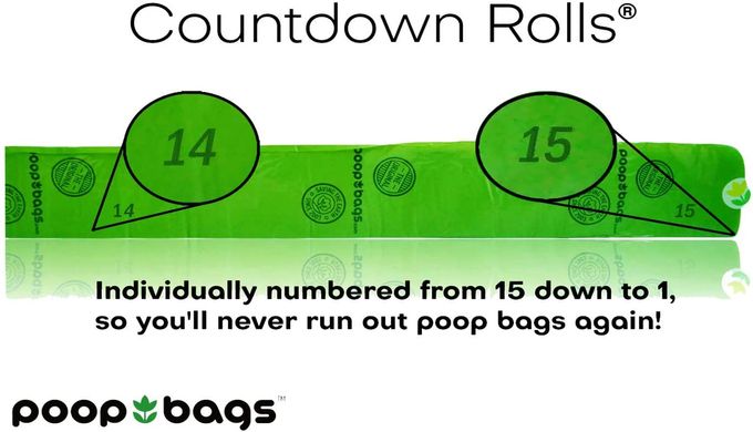Пронумерованные биопакеты для экскрементов собак The Original Poop Bags Countdown Rolls