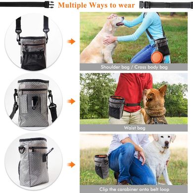 Сумка для выгула и дрессировок собак EDUPLINK Grey с миской и кликером