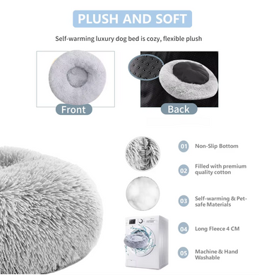 Лежанка-пончик для котів і собак Люпосанчик Warm Plush Pet Bed, Dark Grey Люпосанчик