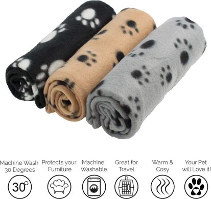 Плед для домашних животных Paw Print Soft Fleece Pet Blanket Derby