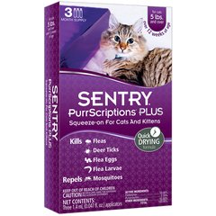 Капли от блох и клещей Sentry PurrScriptions Plus для котов весом от 2,2 кг SENTRY