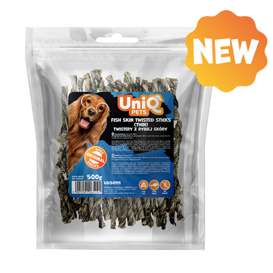 Лакомство для собак UniQ PETS Тонкие скрученные палочки из кожи рыбы UniQ PETS