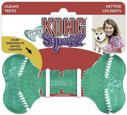 Игрушка KONG Squeezz Dental Bone для чистки зубов и десен средних и крупных собак KONG