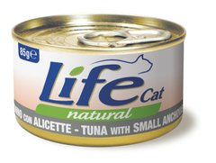 Консерва для котов LifeNatural Тунец с анчоусами (tuna with small anchovies), 85 г LifeNatural