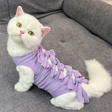 Одяг для котів після операції Holley Bow-knots Purple Holley