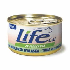 Консерва для котов LifeNatural Тунец с аляскинской треской, 85 г LifeNatural