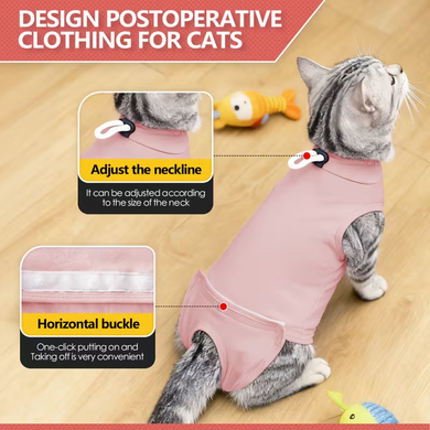 Костюм для восстановления кошек после операции ZJLIFE PET, Pink