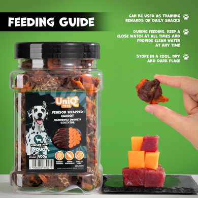 Ласощі для собак UNIQ PETS DOG SNACKS DUO з олениною та морквою UniQ PETS