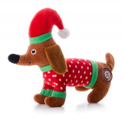 Новорічна плюшева іграшка JK Animals Такса для собак з пищалкою JK Animals