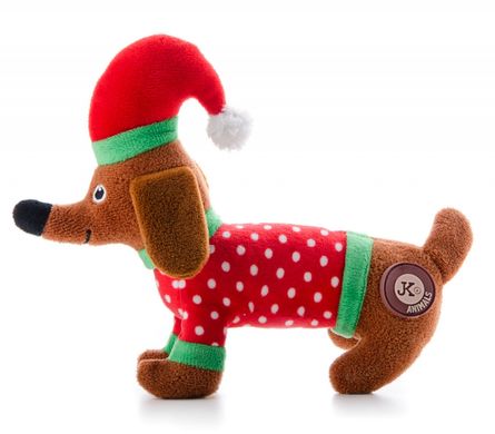 Новогодня плюшевая игрушка JK Animals Такса для собак с пищалкой JK Animals