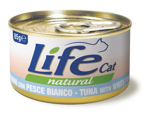 Консерва для котов LifeNatural Тунец с белой рыбой (tuna with white fish), 85 г LifeNatural