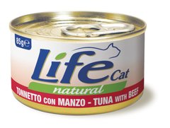 Консерва для котов LifeNatural Тунец с говядиной (tuna with beef), 85 г LifeNatural