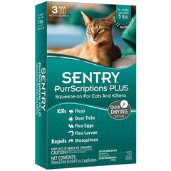 Капли от блох и клещей Sentry PurrScriptions Plus для котов весом до 2,2 кг SENTRY