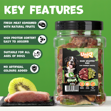 Ласощі для собак UNIQ PETS DOG SNACKS DUO з качкою та ківі UniQ PETS
