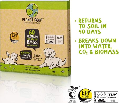 Біорозкладні пакети Planet Poop для собак з ручками