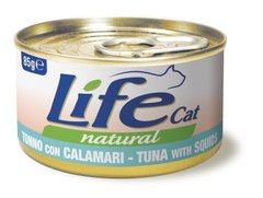 Консерва для котов LifeNatural Тунец с кальмарами (tuna with squid), 85 г LifeNatural