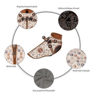 Зимова куртка для собак V.PET.B.R. Luxury Dog Jacket C519 Brown Paw V.PET.B.R