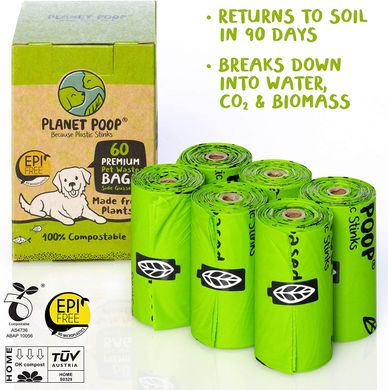 Біорозкладні пакети Planet Poop для собак без ручок і без запаху