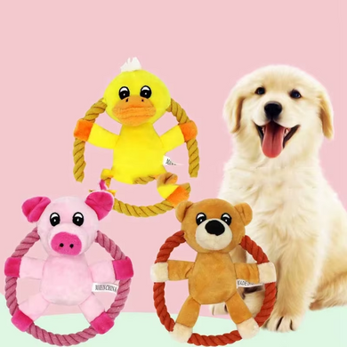 М&rsquo;яка іграшка для собак з канатом Derby Squeaky&Funny Animal Derby
