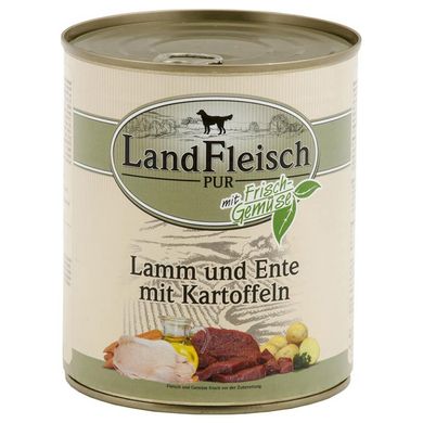 LandFleisch консервы для собак с мясом ягненка, утки и картофелем LandFleisch
