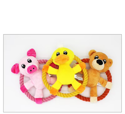 М&rsquo;яка іграшка для собак з канатом Derby Squeaky&Funny Animal Derby