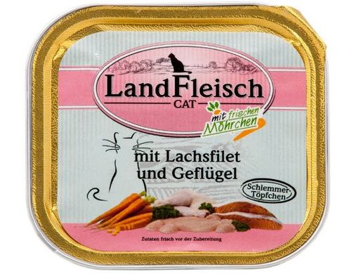 LandFleisch желе для котов с лососем и птицей LandFleisch
