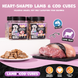 Ласощі для собак UNIQ PETS DOG SNACKS SNIFFY з ягнятиною і тріскою у формі сердечок, курка, тріска, ягнятина, 200 г, Упаковка виробника