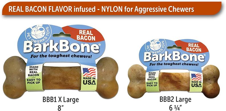 Жувальна кістка для собак Pet Qwerks Real Bacon Infused BarkBone з ароматом бекону Pet Qwerks Toys