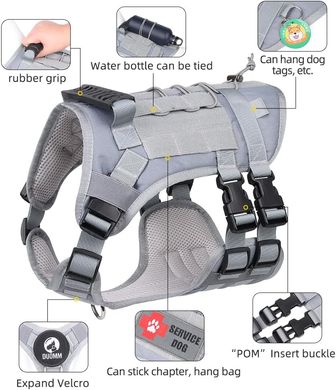 Нейлоновий тактичний жилет для собак Nylon Heavy Duty Dog Tactical Vest Grey Derby