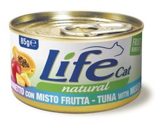 Консерва для котов LifeNatural Тунец с фруктовым миксом (tuna with fruit mix), 85 г LifeNatural