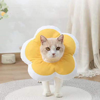 Мягкий воротник для кошек и небольших собак Derby Plush flower, Yellow Derby