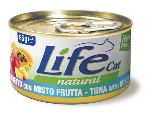 Консерва для котів LifeNatural Тунець з фруктовим міксом (tuna with fruit mix), 85 г LifeNatural