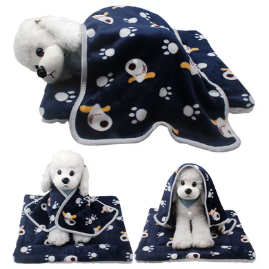 Теплая лежанка с пледом COLLABOR Cute Puppy&Paws COLLABOR