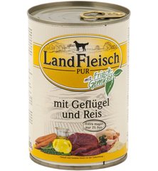 LandFleisch консервы для собак с нежирным мясом птицы, рисом и свежими овощами LandFleisch