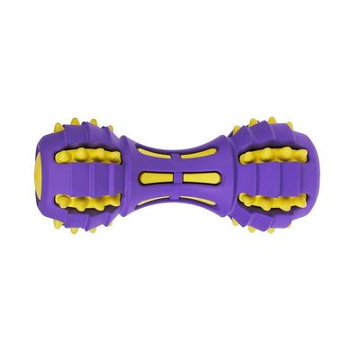Игрушка для собак BronzeDog Jumble Звуковая гантель 17,5 см фиолетово-желтая BronzeDog