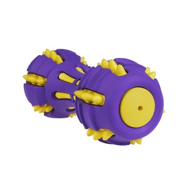 Іграшка для собак BronzeDog Jumble Звукова гантель 17,5 см фіолетово-жовта BronzeDog
