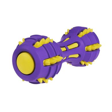 Игрушка для собак BronzeDog Jumble Звуковая гантель 17,5 см фиолетово-желтая BronzeDog