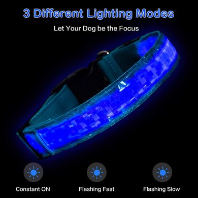 Светящийся LED ошейник для собак Tekkery Light Up