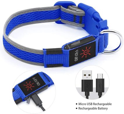 Светодиодный ошейник для собак Ezier USB Rechargeable Glow in The Dark Dog Collar