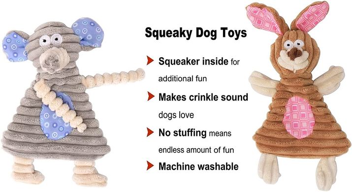 Игрушки с пищалкой без набивки Rabbit&Elephant для маленьких собак и щенков (набор) Derby