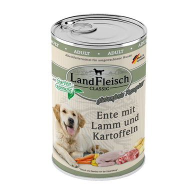 LandFleisch консервы для собак с мясом ягненка, утки и картофелем LandFleisch