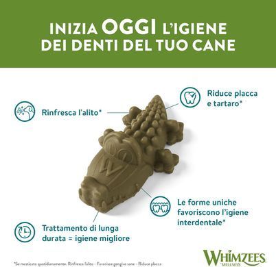 Натуральні ласощі для зубів собак WHIMZEES Dental Treats Alligator WHIMZEES