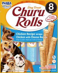 Ласощі для собак INABA Churu Rolls Chicken Wraps Chicken with Cheese Recipe INABA