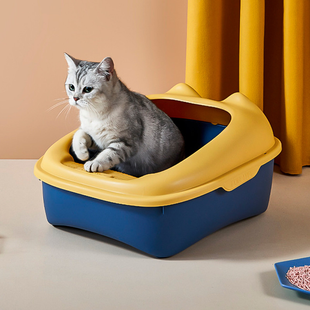 Туалет для котів з лопаткою Derby Plastic Cat Litter Box, yellow-blue Derby